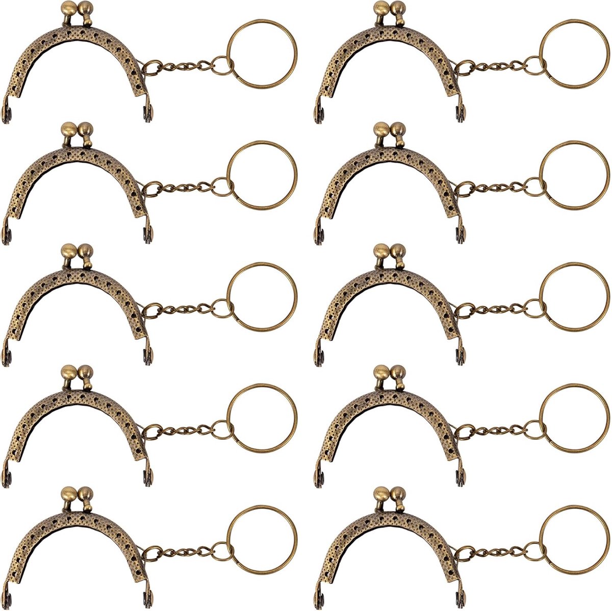 Clasp Lock Retro metalen portemonnee frames 5 cm halfronde reliëf munt tas frame met sleutelhanger voor portemonnee maken DIY naaien ambachtelijke projecten 10 stuks (brons