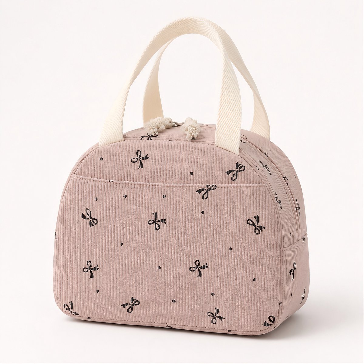 Rainbecom - Koeltas - Koeltassen 6.5 L - Lunchtas Dames en Kinderen - Geïsoleerde Lunch Bag met Voorvak - Corduroy - Paars met Strikjes