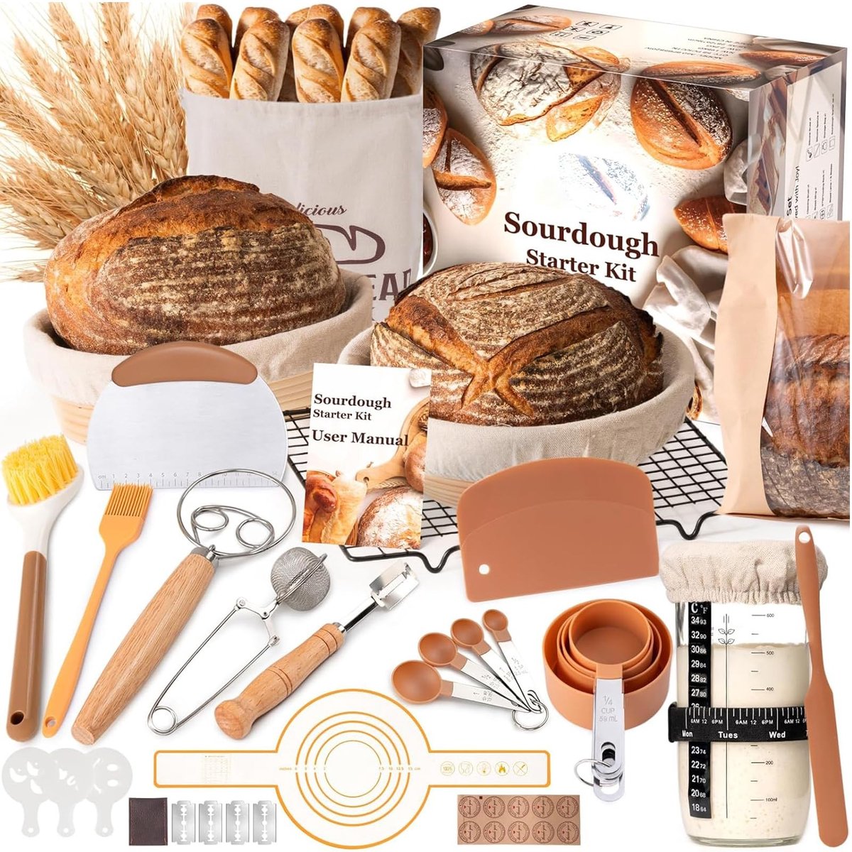 Omgoods - Zuurdeegstarterset - Compleet met Gistmand en Bakaccessoires