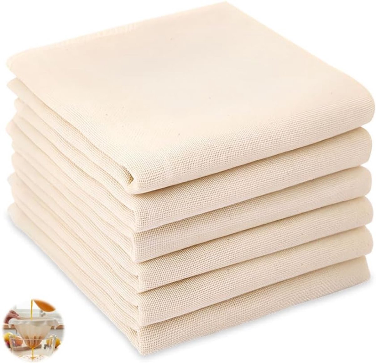 6 stuks passeerdoeken, 50 x 50 cm, gaasdoek, kaasdoek, katoen, SZMK cheesecloth, wasbaar, filterdoek, keuken, herbruikbaar, voor het maken van notenmelk, kaas, yoghurt
