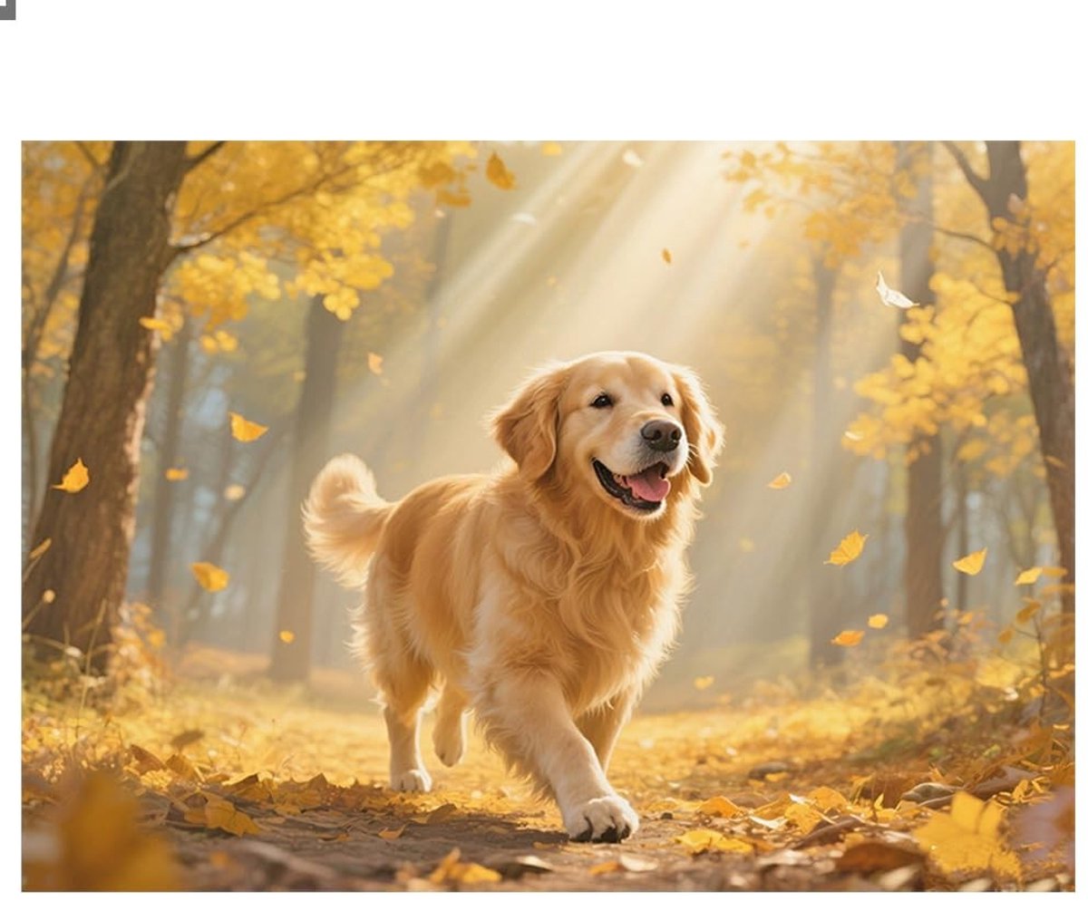 Omgoods - Diamant Schilderen voor Volwassenen - Hond in het Bos 40x30cm