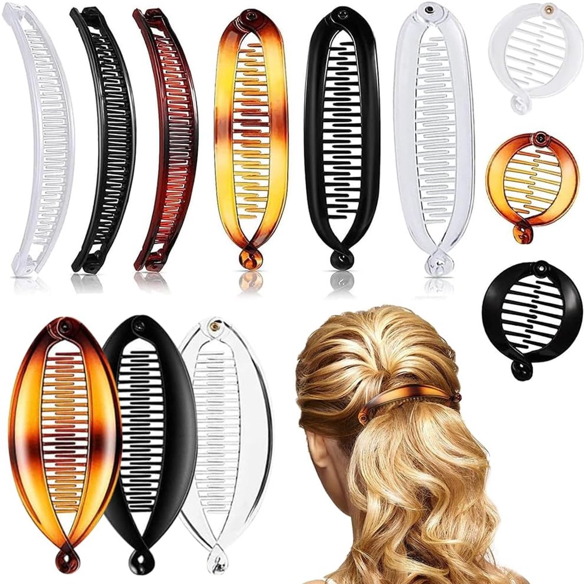 12 Stuks Bananenclips Haarclips Bananenspeld Haarspeldenset Haarklemmen Dames Haaraccessoires Voor Dik en Dun Haar Styling Opsteekkapsels Paardenstaart en Dagelijks Gebruik