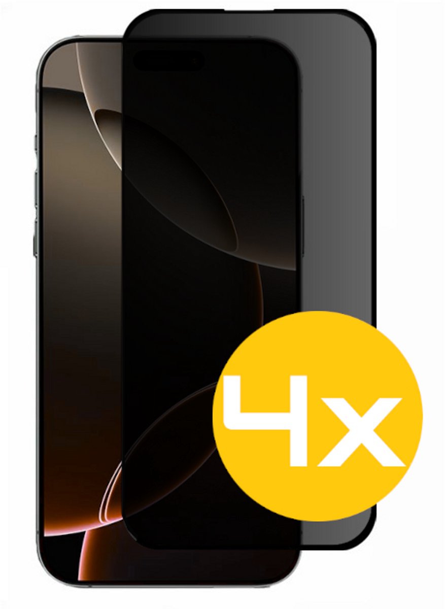 Privacy Screenprotector Geschikt Voor iPhone 16 Pro Max - Volledige Beschermglas - 4 Stuks