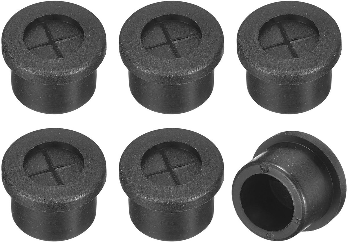 Bureau, 9/16 inch (14 mm) kabeldoorvoer van flexibel rubber, gatafdekking voor kabelorganizer, bureau, computer, zwart