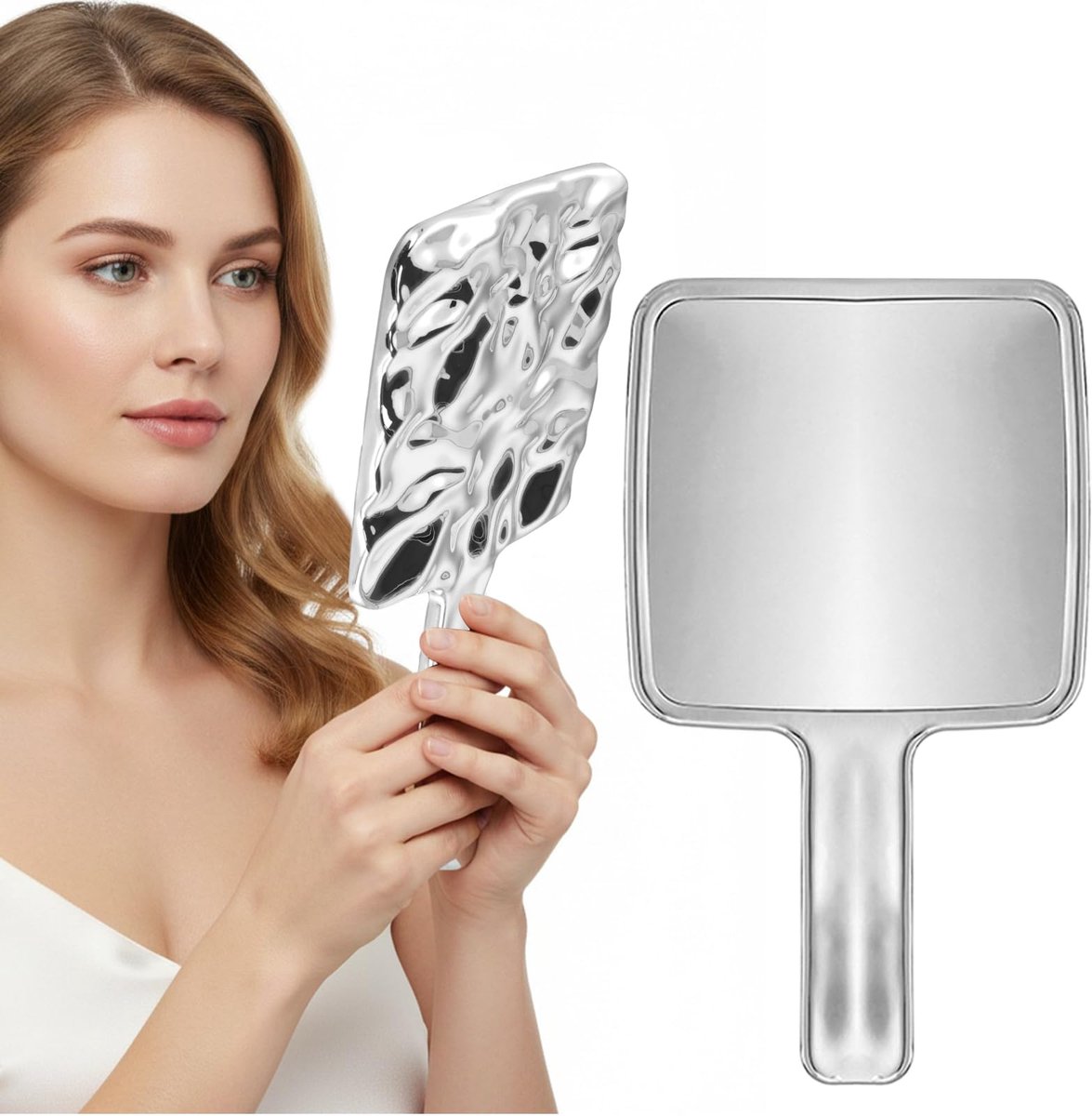 grote handspiegel met comfortabel handvat, scheersalonspiegels, kappersspiegel voor kappers, kappers, tandartspraktijken, thuis zelf haar knippen en make-up toepassing