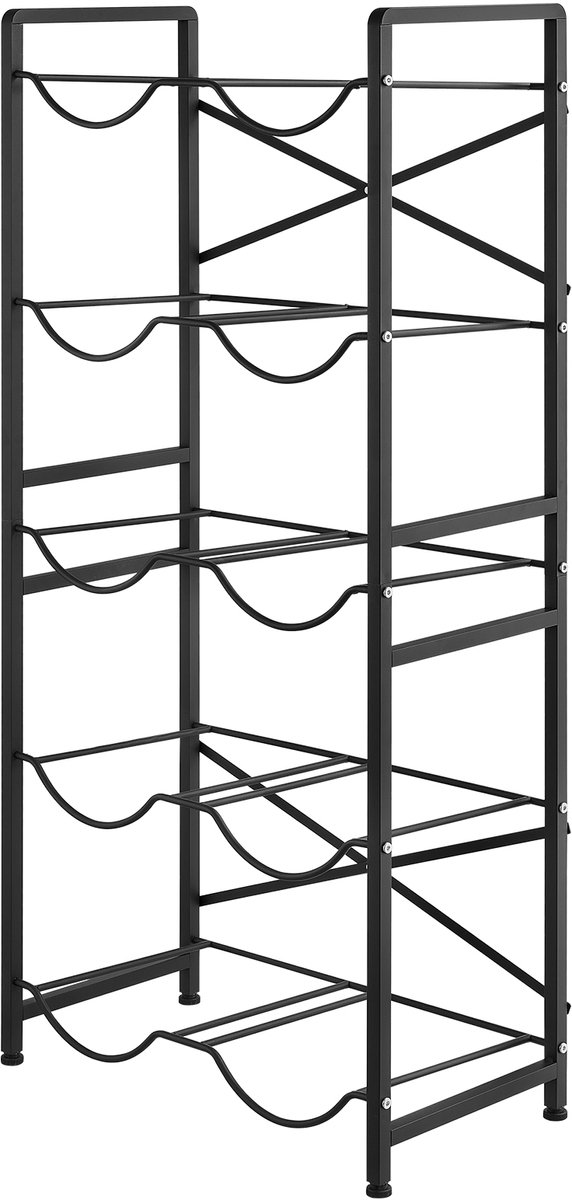 VEVOR Waterkanhouder, 5 Lagen, Dubbele Rijen, voor 10 Gallons (Ca. 38 Liter), Waterkanrek, Waterdispenserrek, Waterflessenrek, Watercontainerrek voor Keuken, Kantoor, Woonkamer, Zwart — afbeelding 2