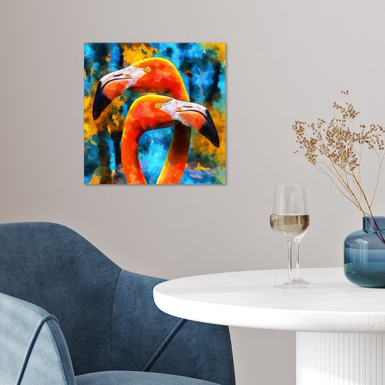 Tableau poster - Peinture à l'huile - Flamingo - 30x30 cm
