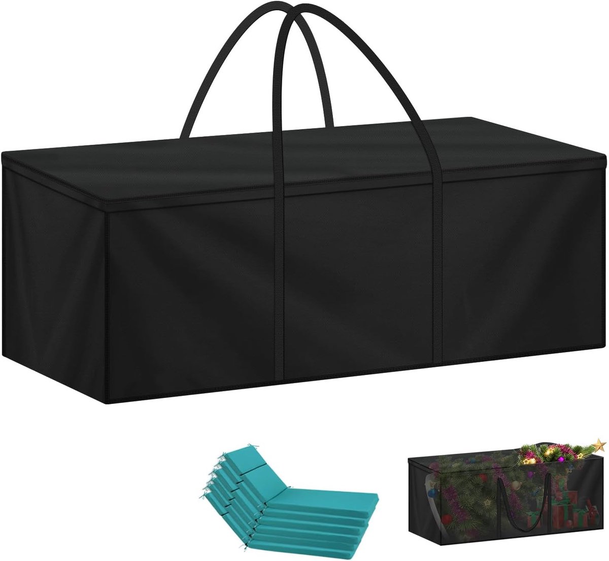 Opbergtas, Grote Beschermhoes voor Tuinkussens, 420D Oxford-Stof Opbergtas voor Kussens Waterdichte Opbergzakken vor Kerstbomen, Loungekussen, Tuinkussens Tas met draaggrepen, 175x60x80cm