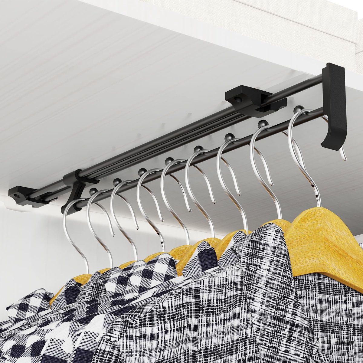 Kledingrail, Uitschuifbare Hangrail 25-45 cm Verstelbaar, Telescopische Kledingrail Bespaar Opslagruimte, voor het Ophangen van Kleding en Broeken in Kasten en Opslagruimtes (30CM)
