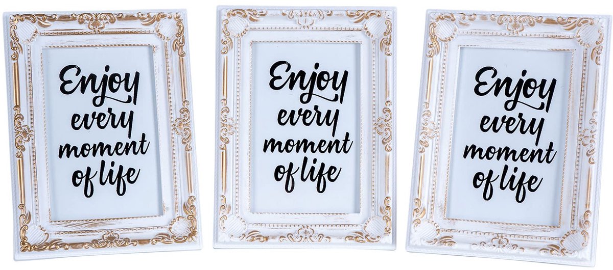Fotolijsten 10x15 cm, wit, goud, fotostandaard, barok, shabby chic, antiek, individuele portretlijst