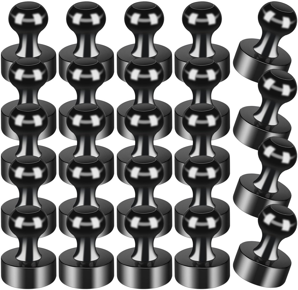 CI Extra sterke neodymium-magneten – 12 x 16 mm, ronde zwarte en witte magneten voor koelkast, whiteboard, knutselen, gordijnen, clips, kantoor, 24 stuks
