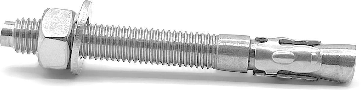Spreidplug voor hoge lasten van roestvrij staal A2 met voorgemonteerde moer en sluitring M6 x 80 voor boor Ø 6 voor betonboren (25 stuks)