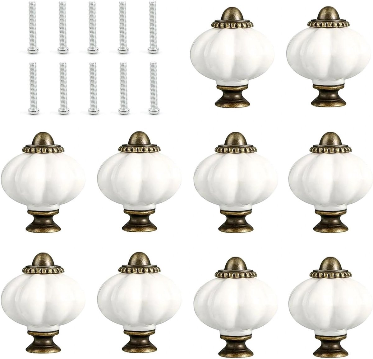 Set van 10 Pompoen Handgrepen 30 mm met Bevestigingsschroeven, Duurzame Acryl en Zink Legering Knoppen voor Keuken, Slaapkamer en Woonkamer Meubels
