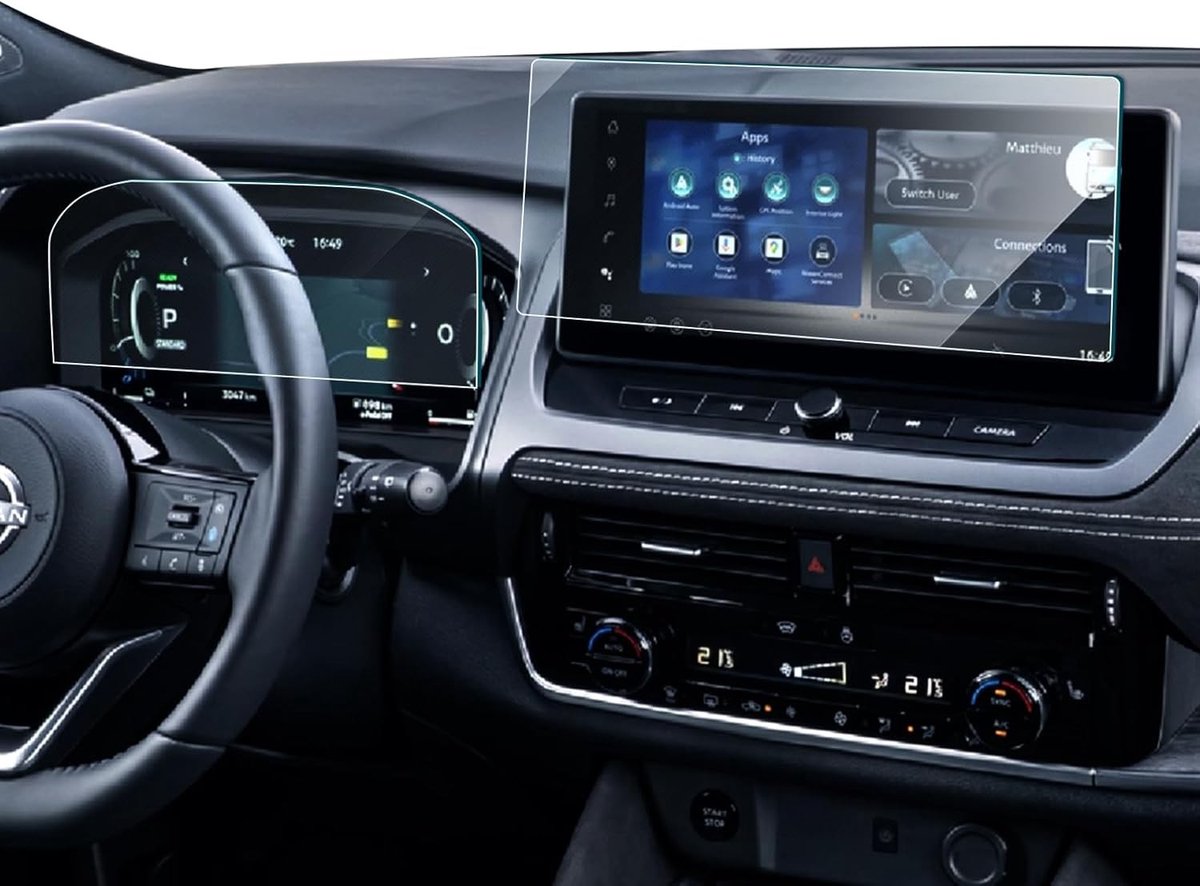 Beschermfolie Set van 2 voor Nissan Qashqai, Juke en X-Trail - 12.3 Inch Navigatie en Cockpit Scherm Bescherming tegen Krassen en Vingerafdrukken