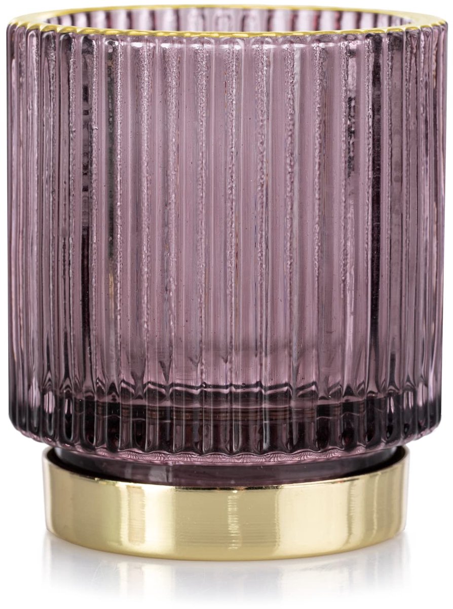 Theelichthouder van glas AmeliaHome kandelaar theelichtglas 7x8 cm Pompey violet goud