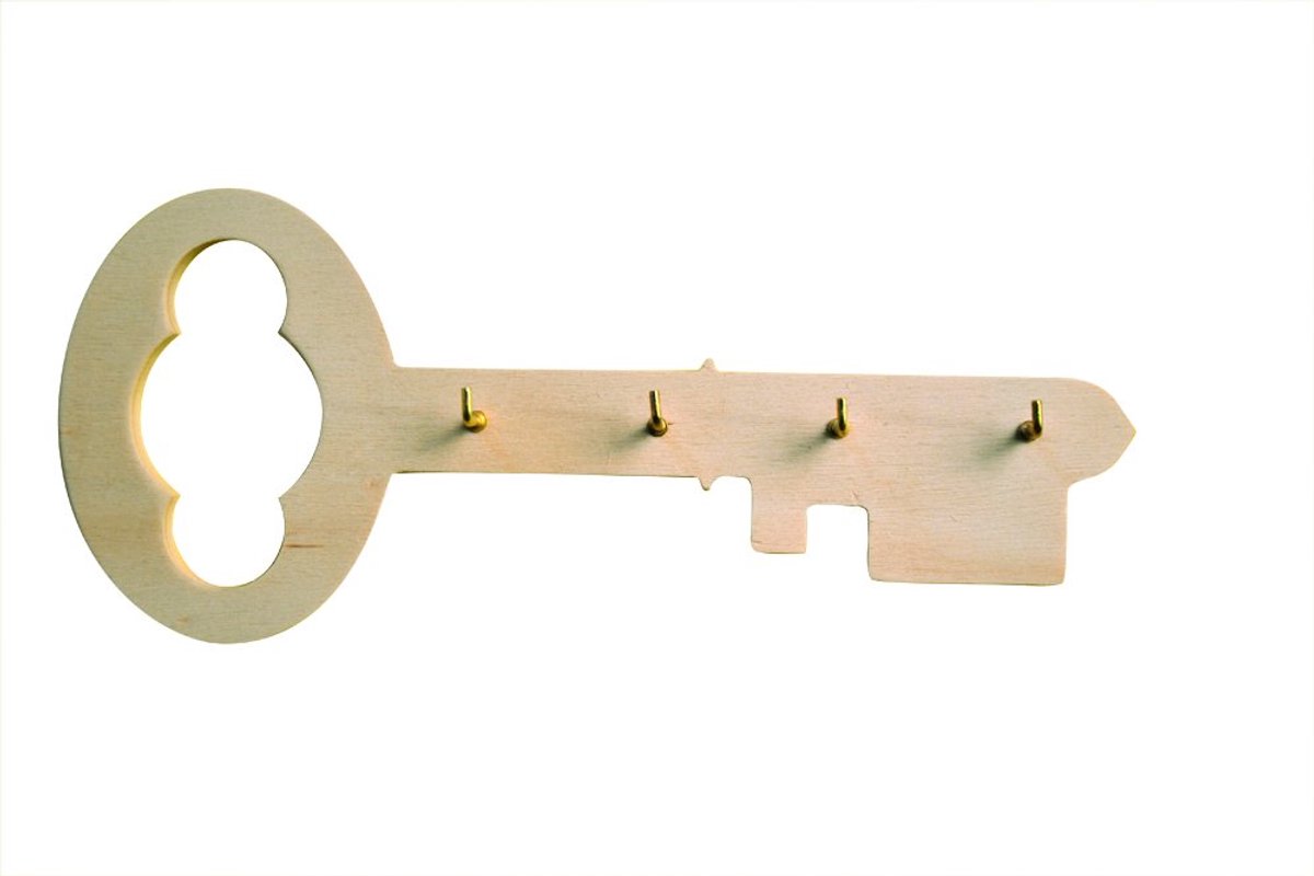 20 x 8,5 cm Sleutelhanger van hout, beige
