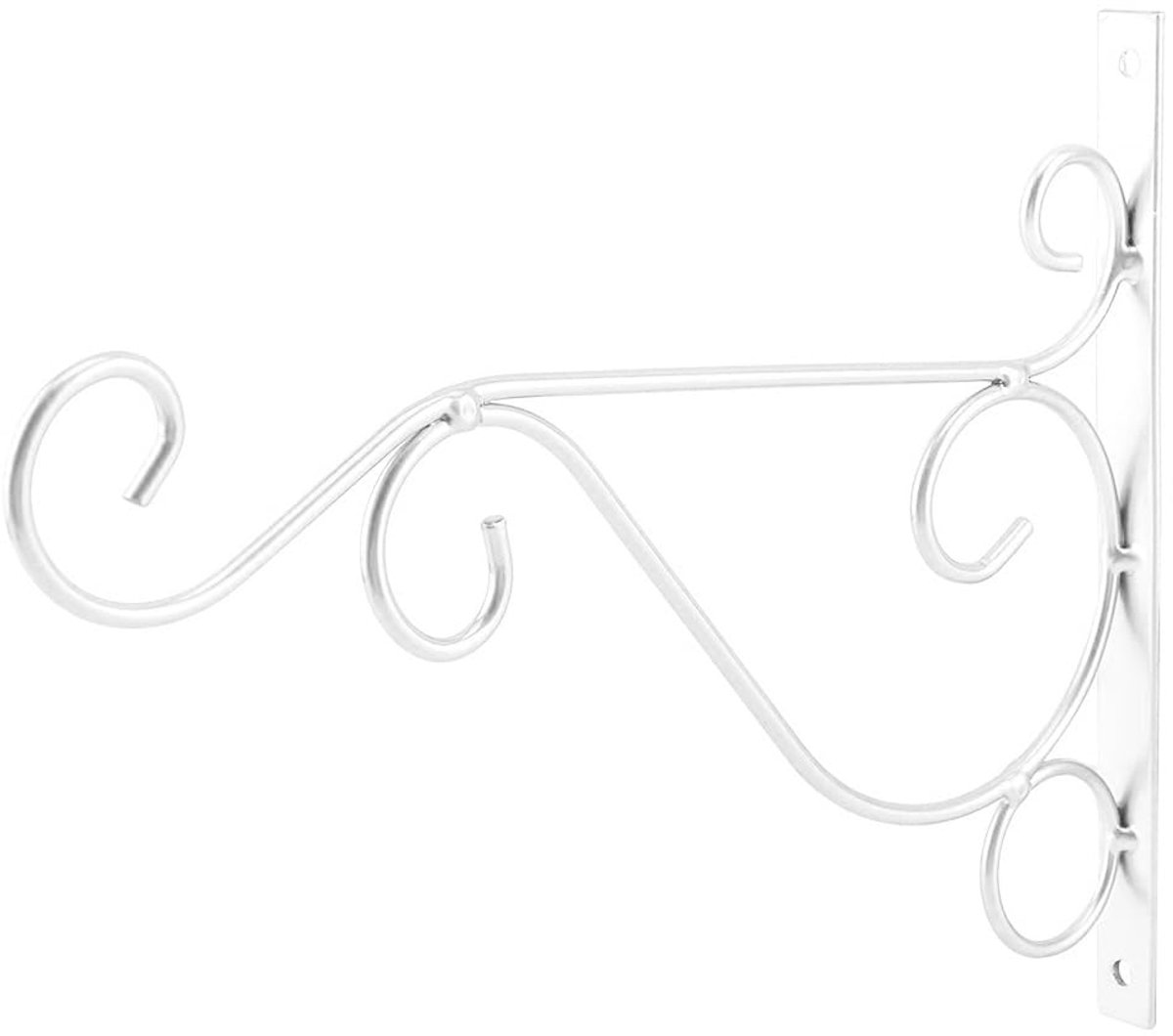 Hangende plantenhouder, metalen muurhaak voor buitenplanten, voor tuin, balkon, terras en huisdecoratie (wit)