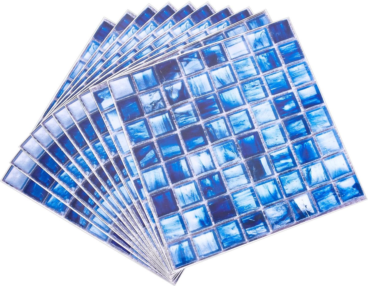 Dailygoods- Mozaïek Tegelstickers 10 Stuks - Zelfklevende Stickers - 20 x 20 cm - PVC Materiaal - Verwijderbaar - Woondecoratie Keuken/Badkamer - Wanddecoratie