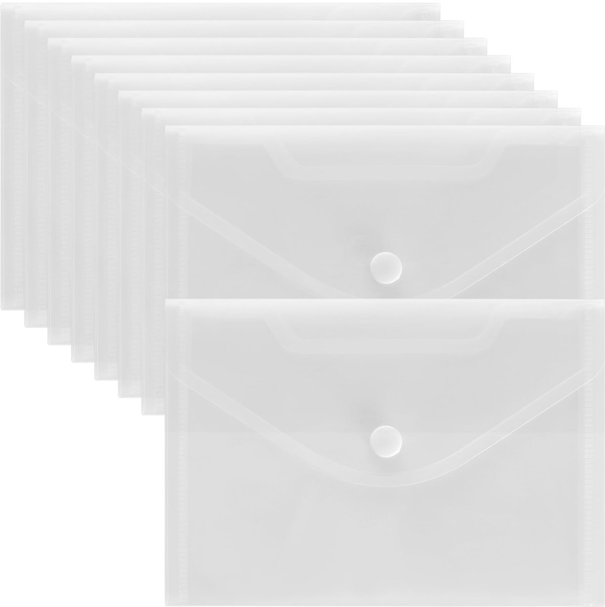 50 stuks documentenvakken, A6, transparant, kunststof, transparante documentenmap met drukknop voor het organiseren van documenten, 170 x 120 x 1,6 mm