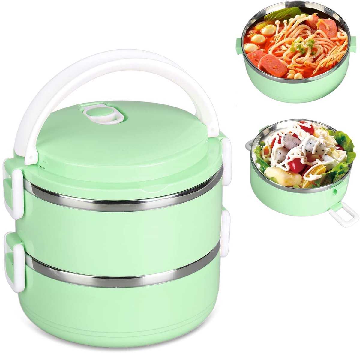 Dailygoods- Thermosfles 304 roestvrij staal - Lunchbox met vakjes - Voedselcontainer - Thermosfles voor warm eten - Duurzaam en gemakkelijk schoon te maken