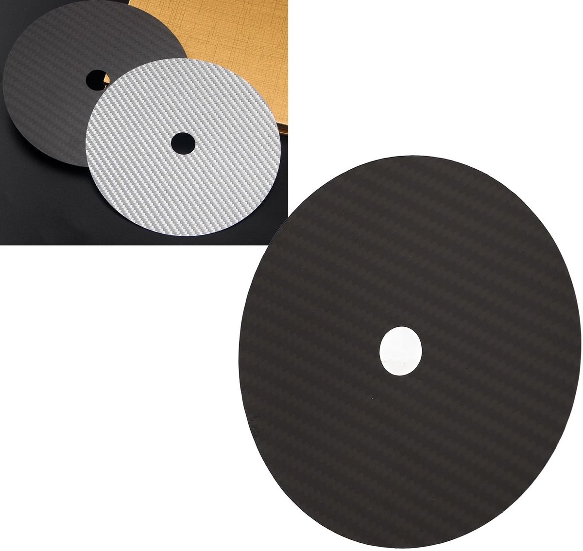 Dailygoods- CD Stabilisatorpad Trillingsabsorptie - Koolstofvezel - HIFI CD-mat - 0,2 Mm Dikte - 12 Mm Diameter - Verbeterde Geluidskwaliteit