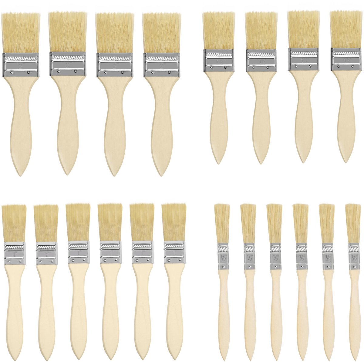 Dailygoods - Professionele Verfkwasten Set - Diverse Grootte - Houten Handvat - Perfect voor DIY Projecten - Verf, Stain en Vernis - 20 Stuks