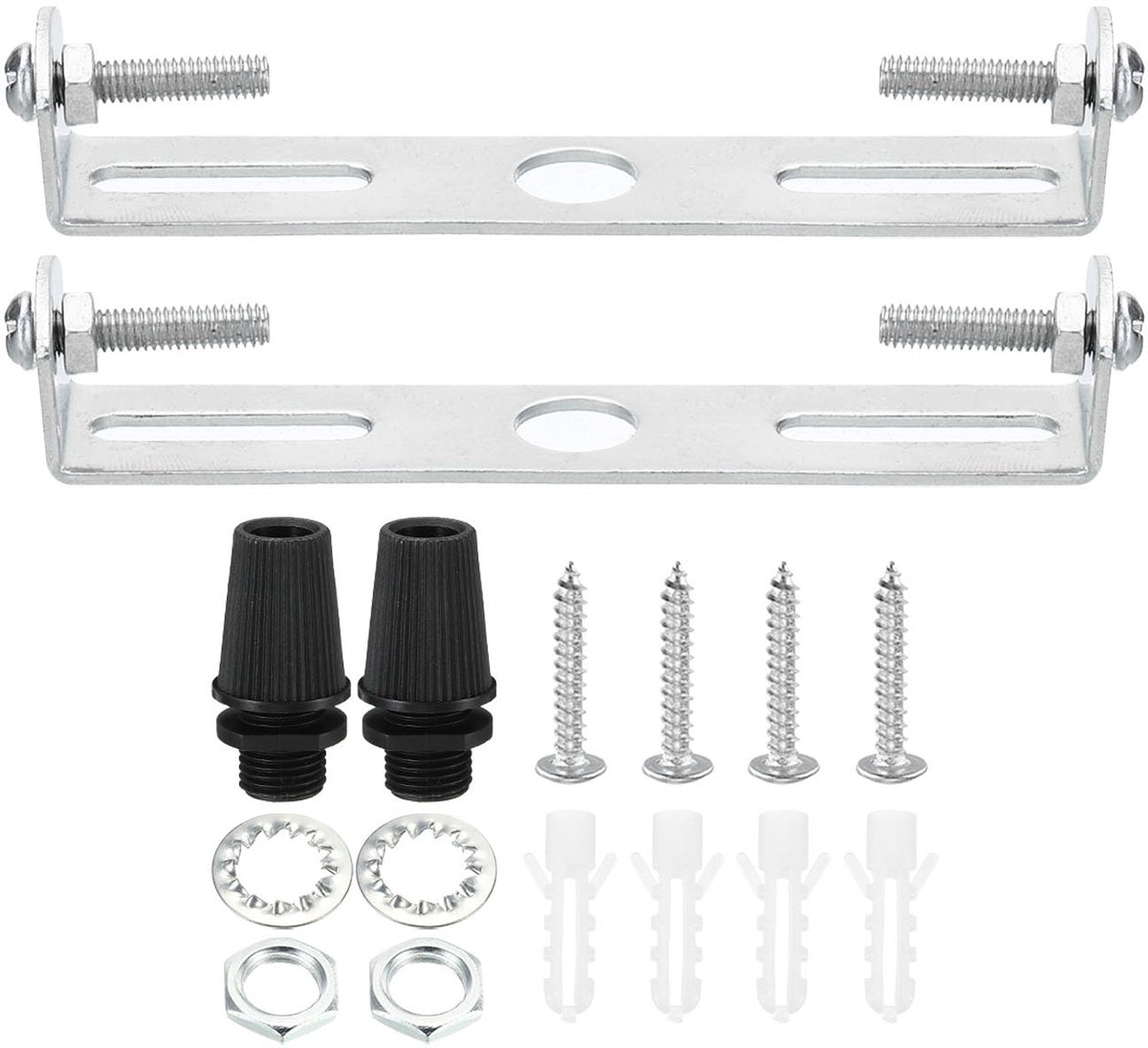95 mm plafondlampplaat kit, set van 2 lampen, montagebeugel, plaat, staal, dwarslijst voor thuis, kantoor, hanglamp, muur met schroef, sluitring moer