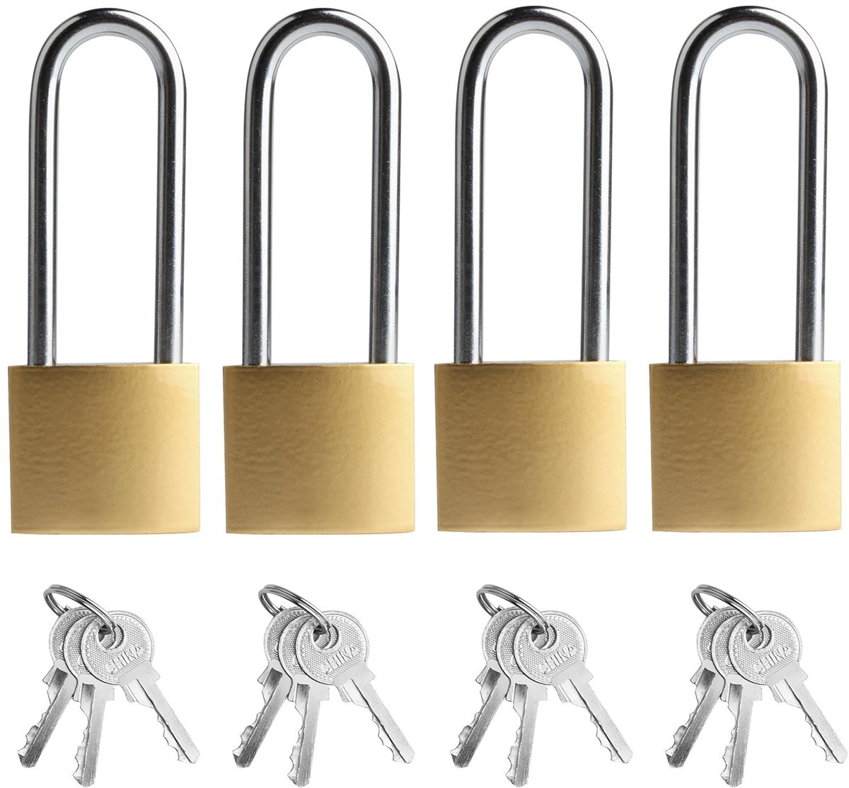Dailygoods- Hangslot Zwaar Belastbaar - Hangsloten met Sleutels - Lange Beugel - Veiligheidsslot Buiten - Roestbestendig - Hoogwaardig Materiaal
