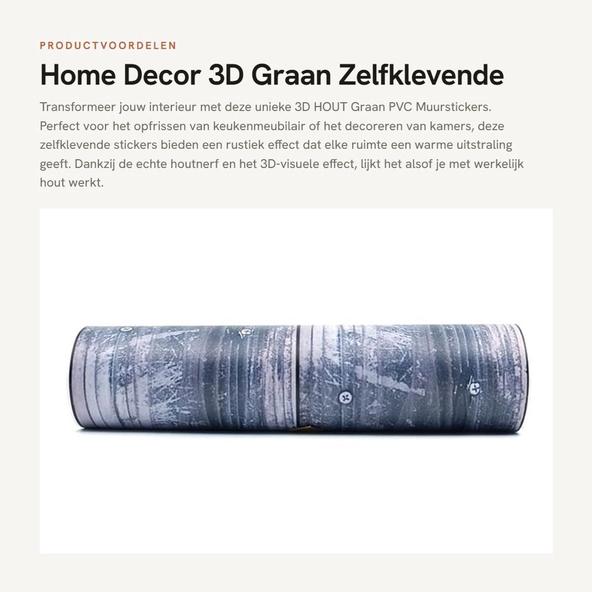 Dailygoods- Muurstickers 3D Hout Graan - Zelfklevend PVC - Waterdicht - Eenvoudig te Reinigen - 20cm x 5m - Veilig en Milieuvriendelijk - Wanddecoratie