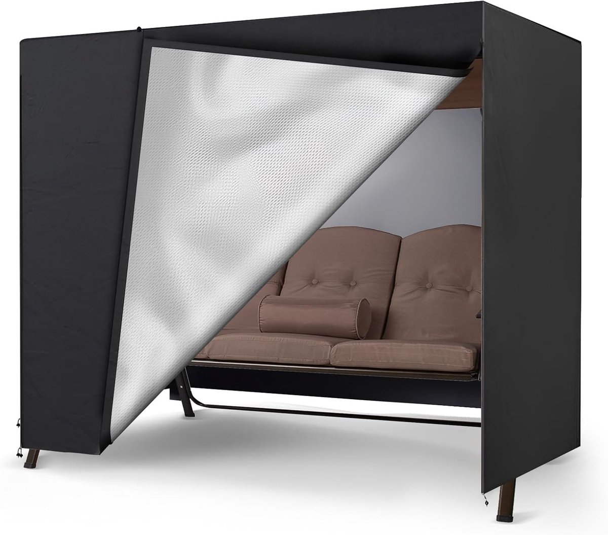 Dailygoods- Afdekking scheurvast voor 3-zits schommelbank - Tuinmeubelhoes waterdicht - 250 x 150 x 160 cm - Zwart - Oxford 600D