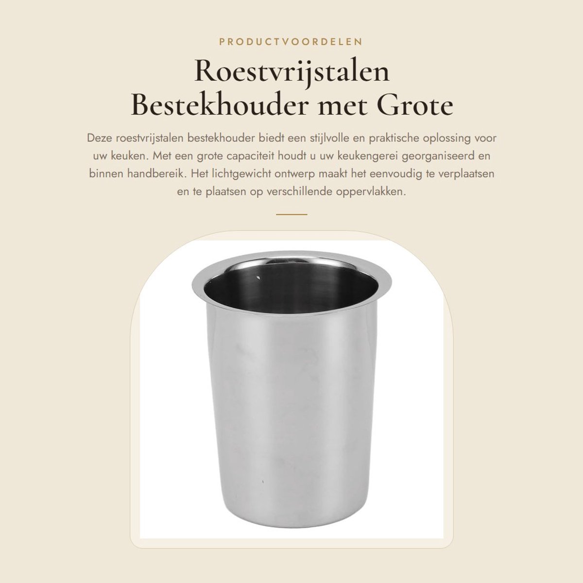 Dailygoods- Bestekhouder Grote Capaciteit - Roestvrij Staal - Lichtgewicht - Draagbaar - Eenvoudig Ontwerp - Stijlvolle Organisatie - Keukengereihouder