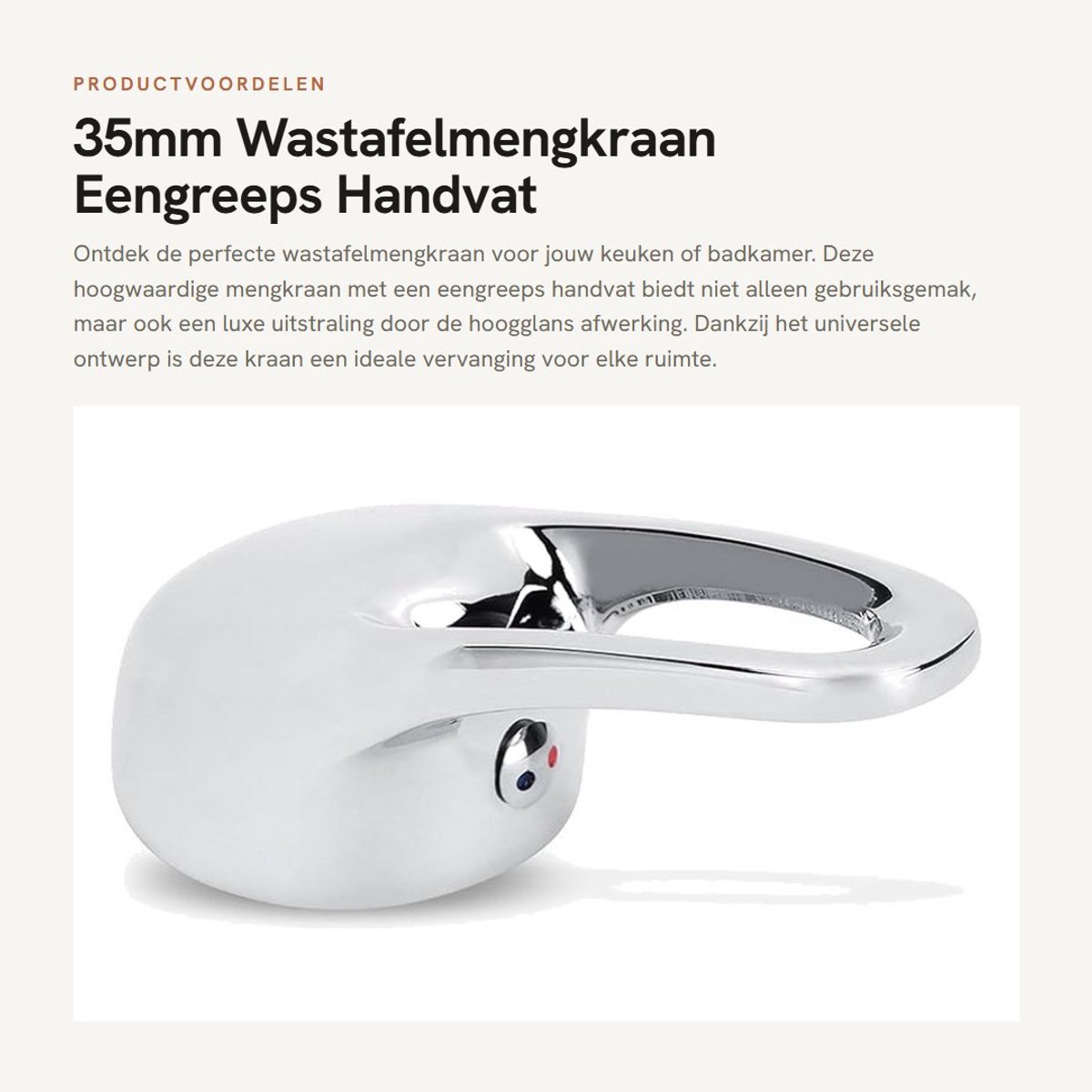 Dailygoods- Wastafelmengkraan Hoogglans - Eengreeps - Zinklegering - Handvat - Gemakkelijk te Bedienen - Snelle Installatie - Keukenkraan