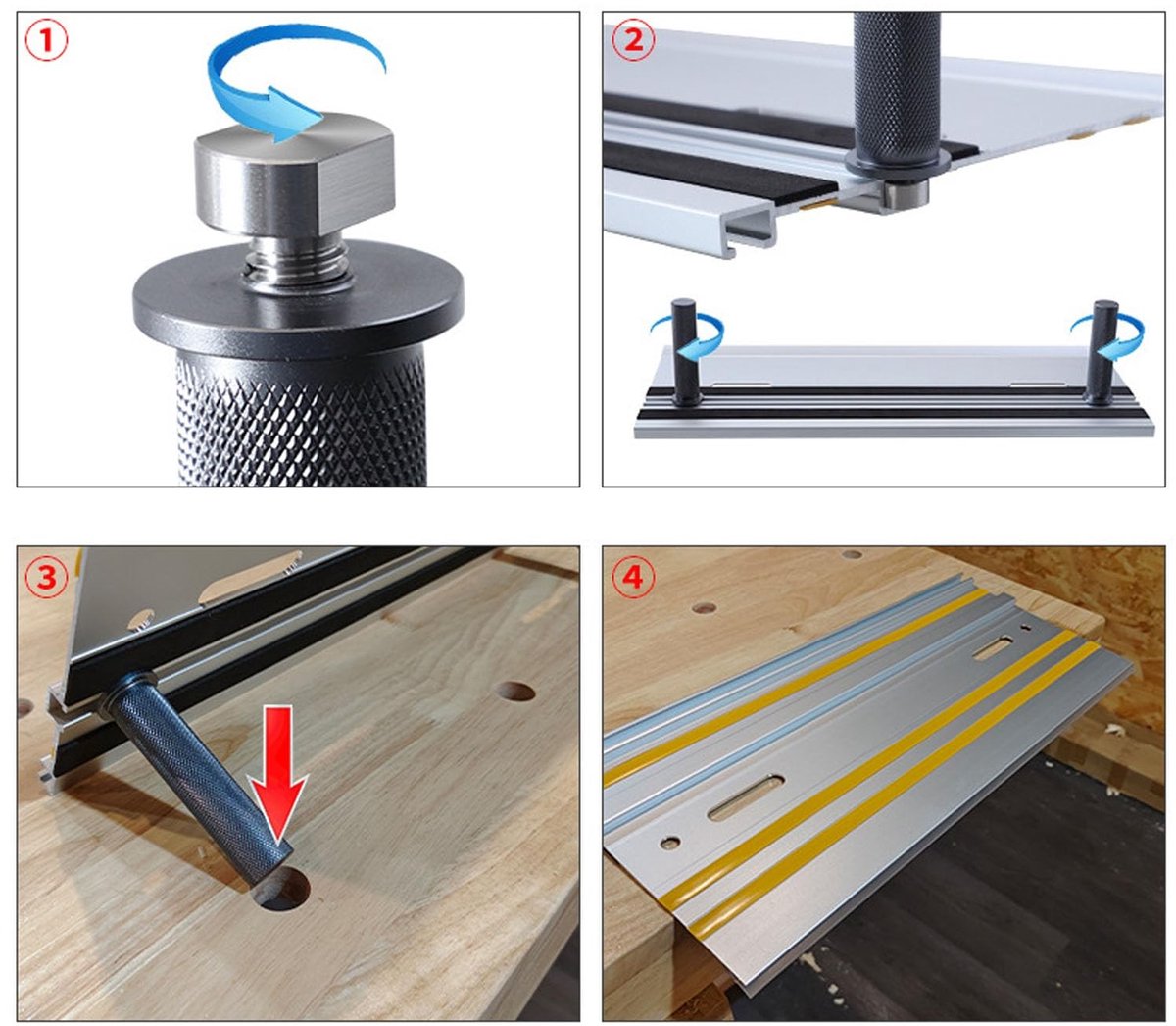 Dailygoods- Houtbewerkingsklemmen 20 mm - Aluminiumlegering - Tafelklemmen - Stevige Klemming - T-vormige Rail - Hoge Sterkte - Tafelklem