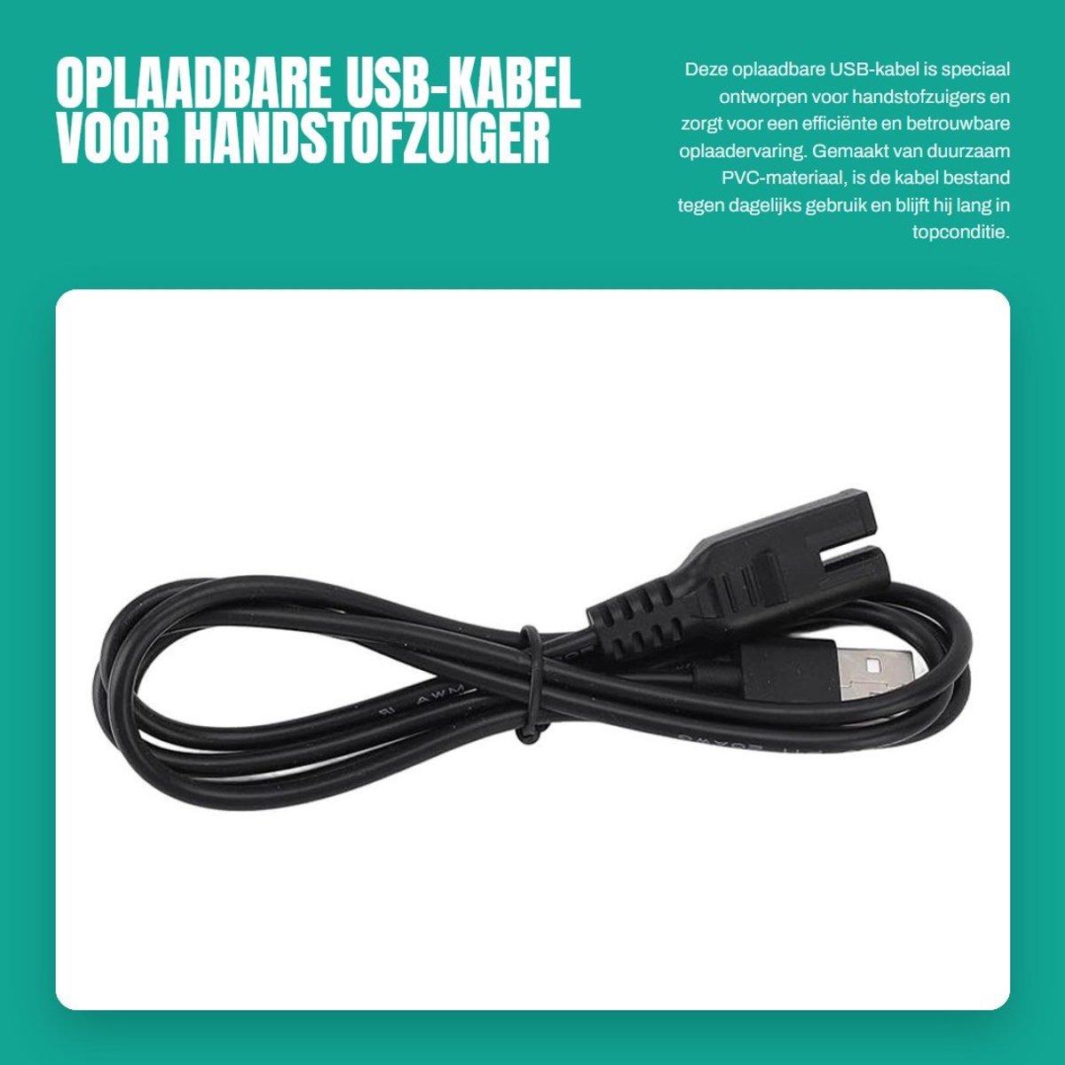 Dailygoods - Oplaadbare USB-kabel voor Handstofzuiger, Duurzaam PVC