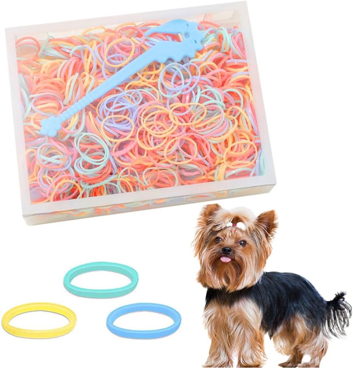 Hondenhaar elastiekjes, 1000 stuks Mini haarelastiekjes, Mini Elastisch Kleurrijk Huisdierelastiekjes, Kleine hondenhaarelastiekjes, Kleine haarelastiekjes, Kleine elastiekjes, Doorzichtige