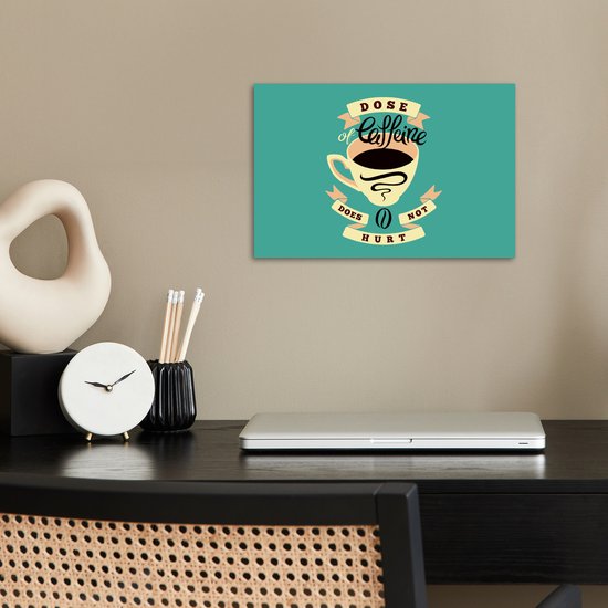 Illustration de café Vintage sur fond turquoise 30x20 cm - petite