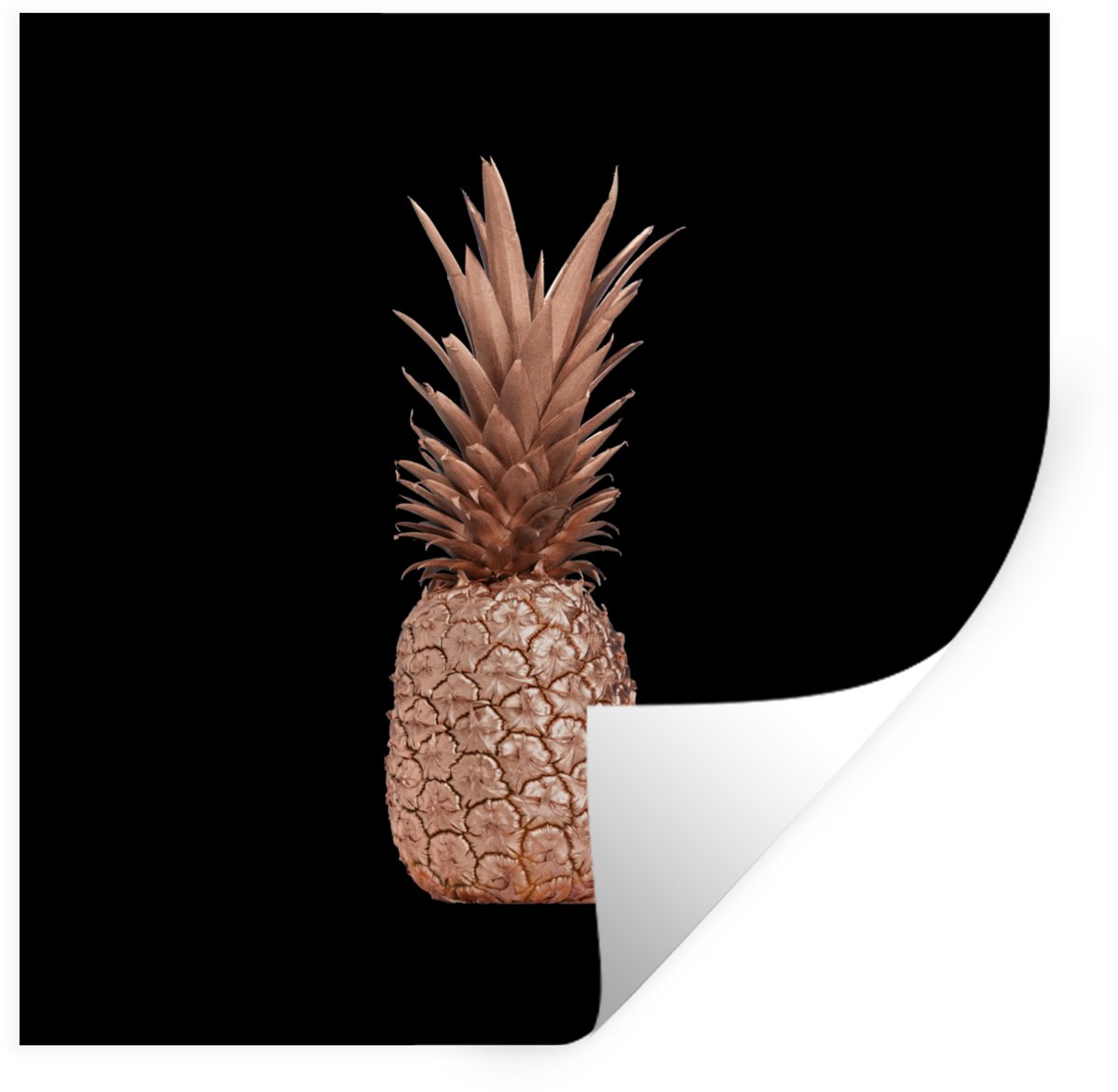 Muurstickers - Sticker Folie - Ananas - Goud - Roze - 100x100 cm - Plakfolie - Muursticker