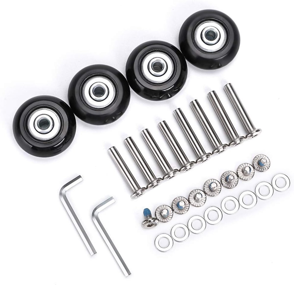 4-delige set van 40x18mm vervangingswielen voor koffer, rubberen zwenkwielen met lagers, reparatieset