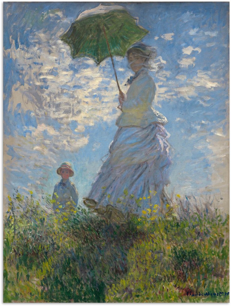 Poster 30x40 cm - Woman with a Parasol - Schilderij van Claude Monet - Posters - Kamer dec