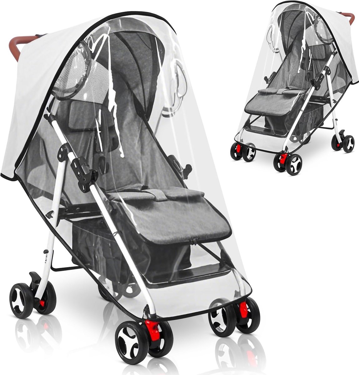 Regenhoes voor Kinderwagen, Kinderwagen Regenhoes met Ademend Ventilatiegaas, Transparant Universele Regenhoes voor Buggy, voor Winddicht, Bescherming Tegen Stof en Sneeu