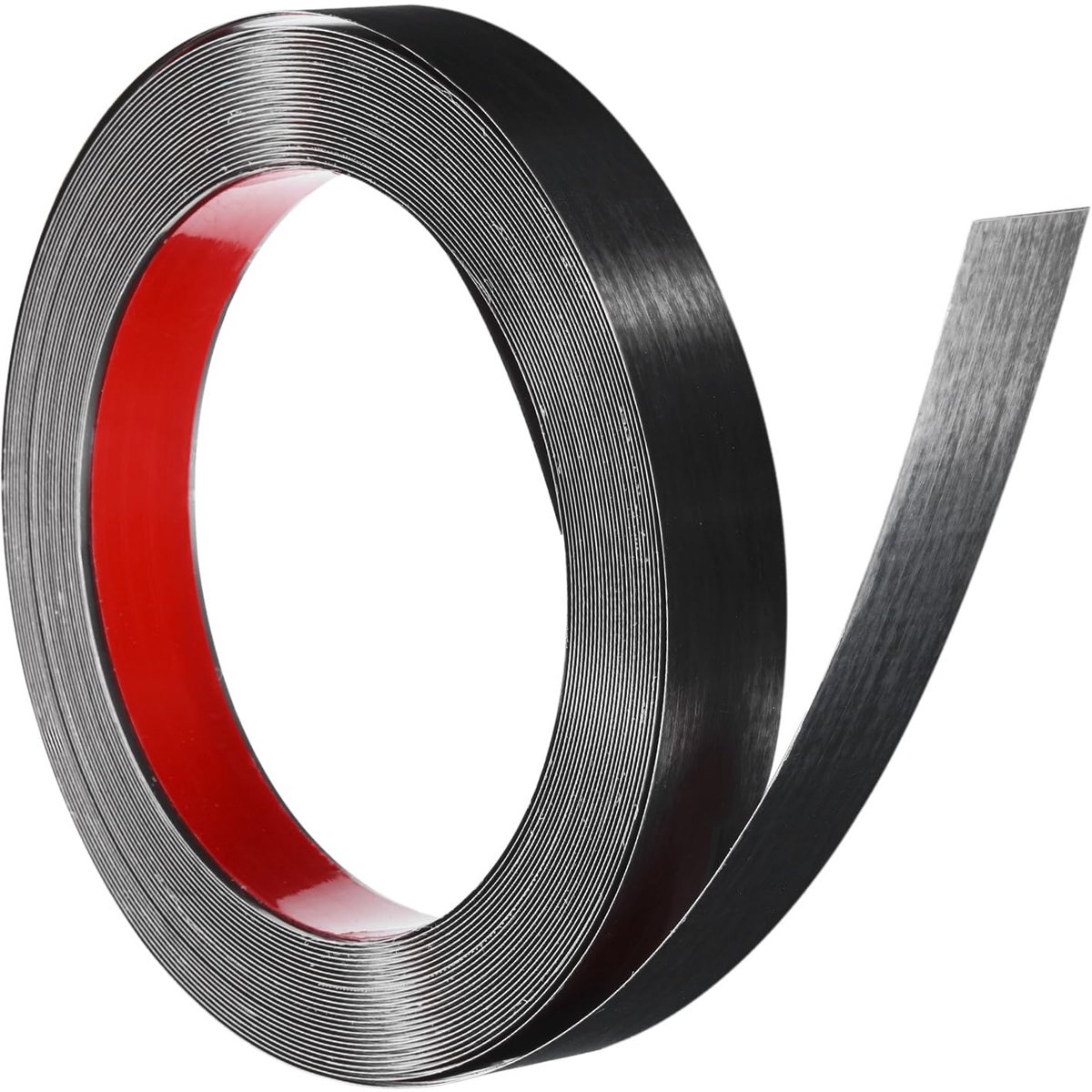 Roestvrijstalen wanddecoratieprofiel, 10 m x 25 mm, plakstrip, metalen strip voor randen, spiegel, tegels, muur en plafond, geborsteld, zwart