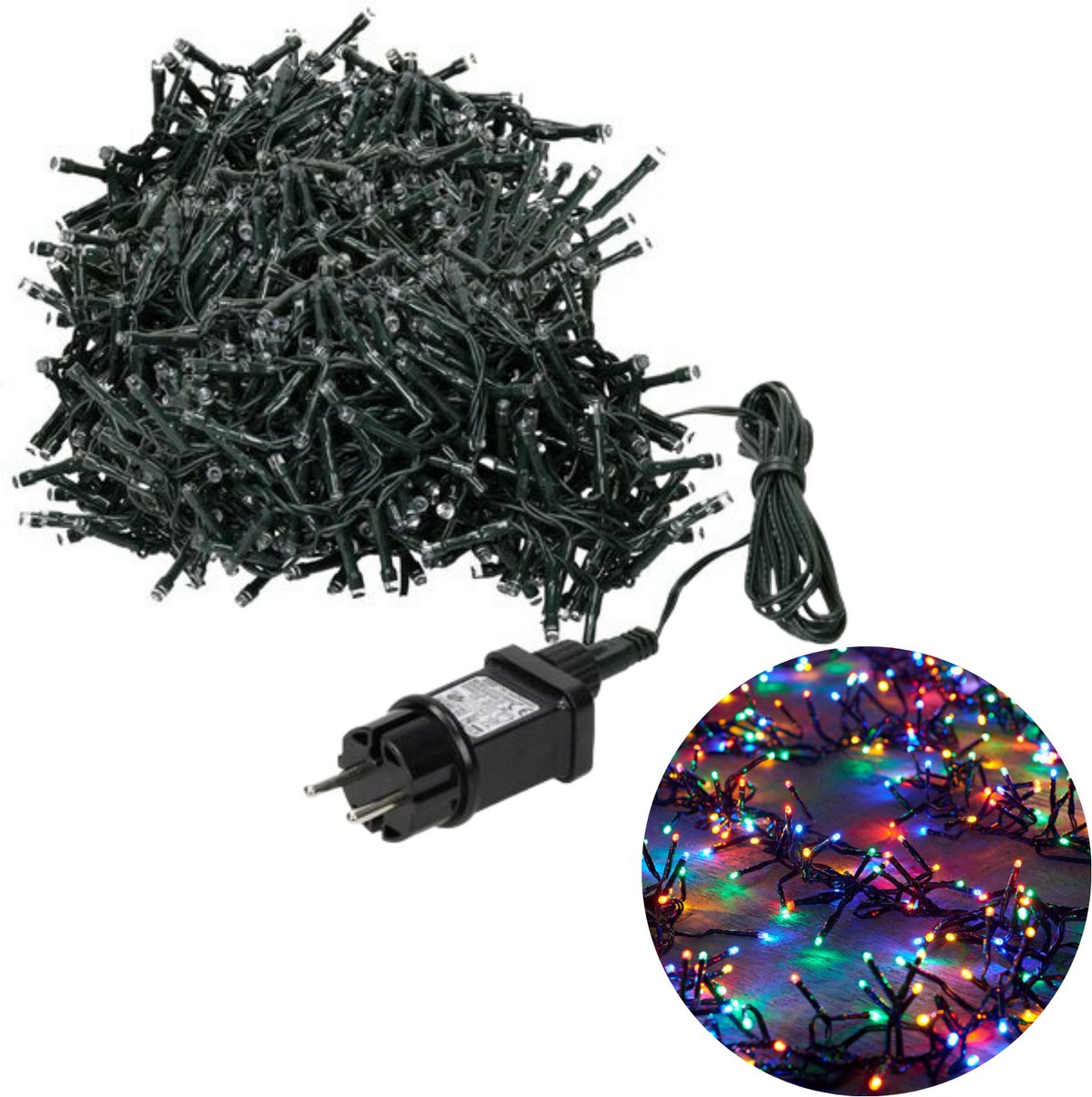 Cheqo Kerstboomverlichting - Clusterverlichting - Kerstlampjes - Led Verlichting - Kerstverlichting voor Binnen en Buiten - 1800 LED - 36 Meter - Multicolor