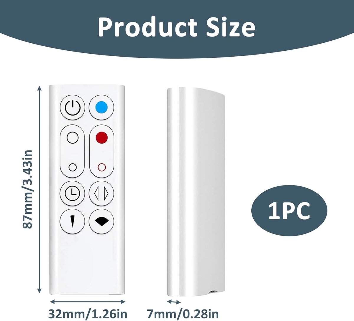 Vervangende afstandsbediening voor de Dyson AM09 HP00 HP01 Pure Hot + Cool luchtreiniger en verwarming; herstelt alle ventilatorfuncties zonder installatie (wit). thumbnail 2
