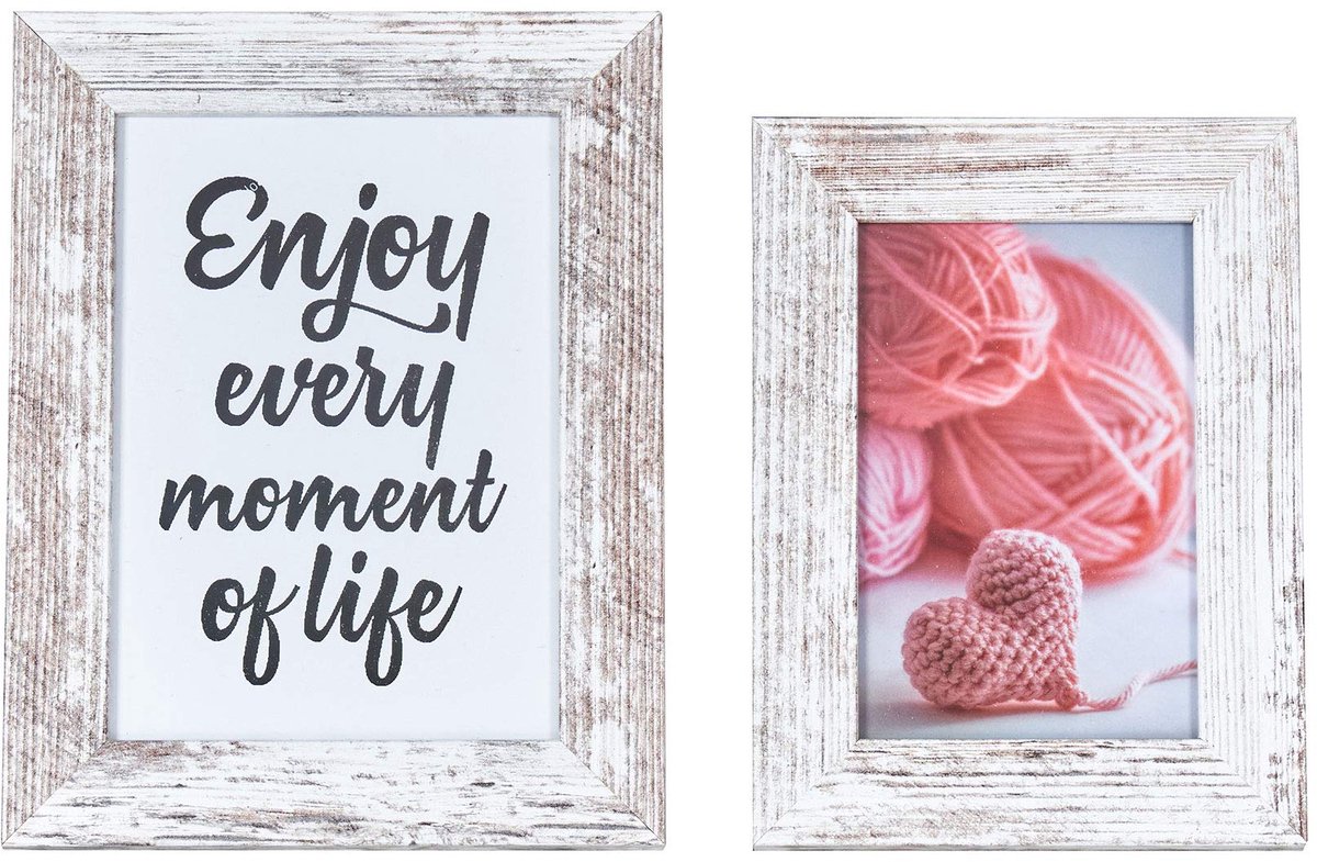 Fotolijsten wit bruin geveegd hout 10x15 13x18 Shabby Chic Vintage Landhuisstijl portretlijst fotolijst enkele lijst