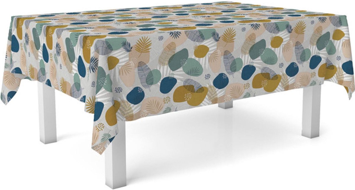 Wasdoek tafelkleed, afmetingen 140 x 140 cm, vlekafstotend, grijsgroen, 100% Made in Spain, geen doordringen van vloeistoffen