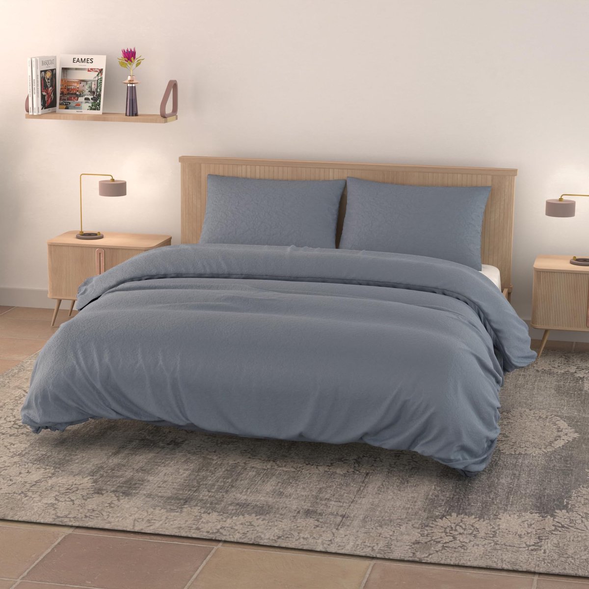 Dekbedovertrekset EVA Water Washed, Blauw, Dubbel 250x200cm