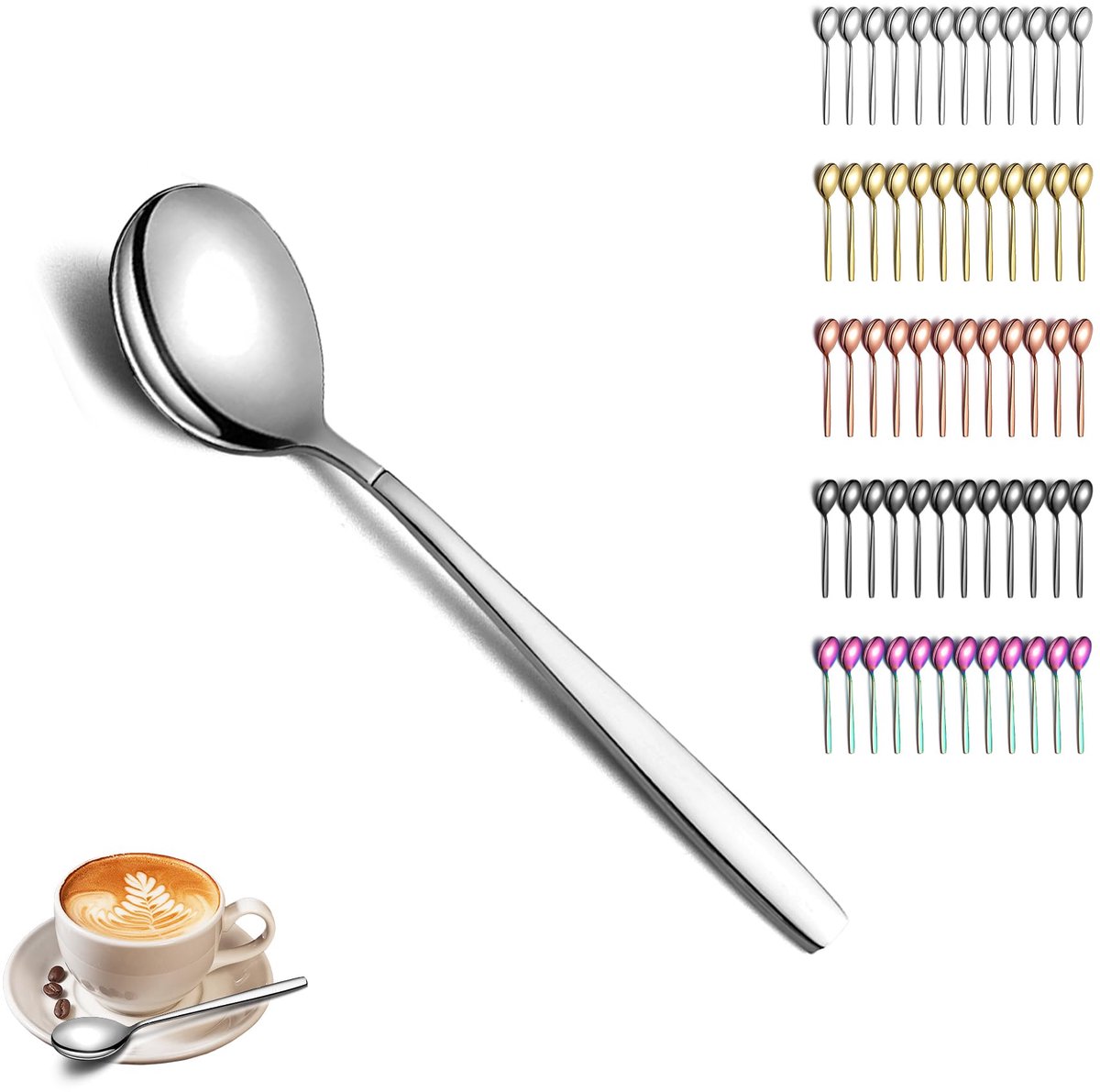 theelepel set van 12, roestvrij staal koffielepel, kleine dessertlepel, ideaal voor thuis, restaurant, hotel, bruiloft, feest, vaatwasmachinebestendig