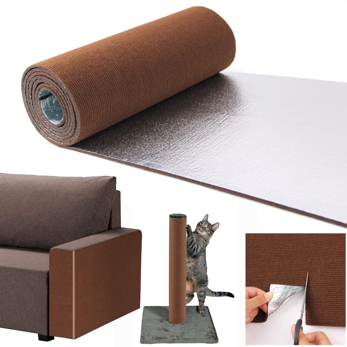 krabmat voor katten, doe-het-zelf krabplank kat, krasbescherming bank, kat, krasbescherming, kattenkrabmat, anti-kras-tape voor kattenstandaard, houten handvat, kattentoren (200 cm x 40