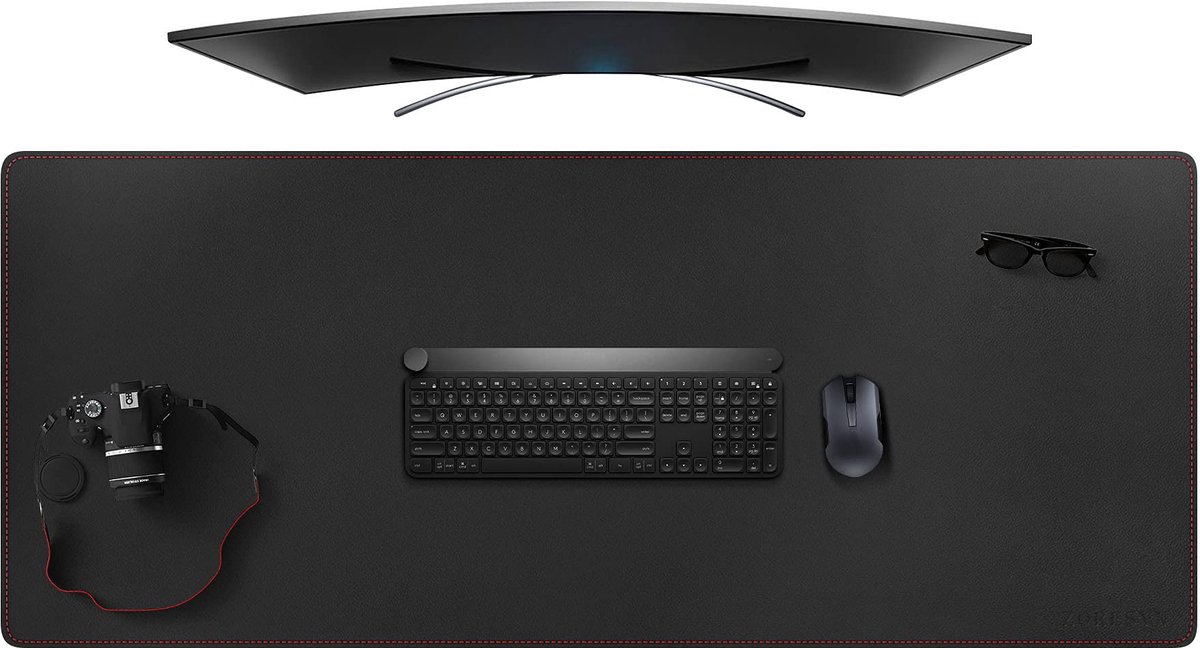 4XL Extra grote muismatten (140 x 60 cm) - PU-lederen verlengde grote gamingmuismat bureaumat - antislip basis en waterdicht bureautoetsenbord verlengde muismat (zwart, 4XL - oversized)