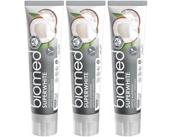 BIOMED Superwhite - Tandpasta - Witte kokos zonder fluoride 3-pack